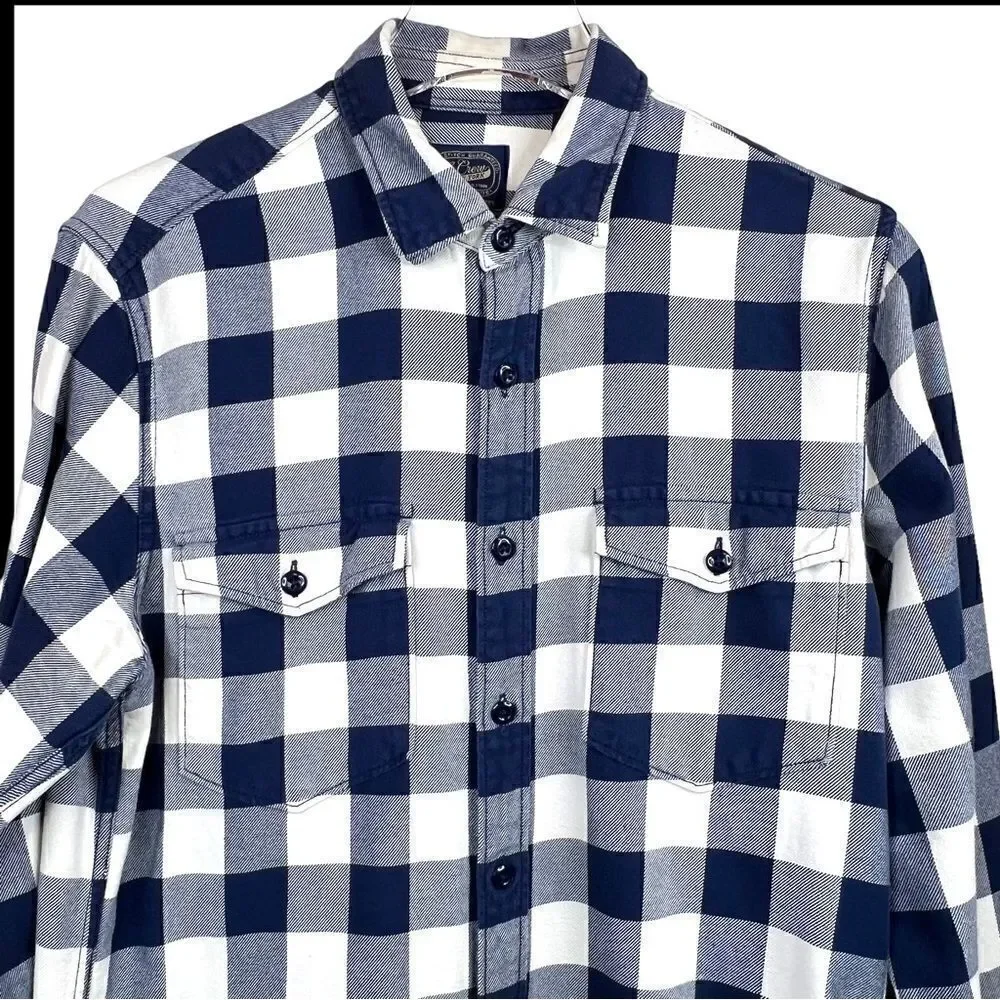 J.Crew Sportmen's Outfitter Long Sleeve Button Up Shirt Blue & White Men's Small